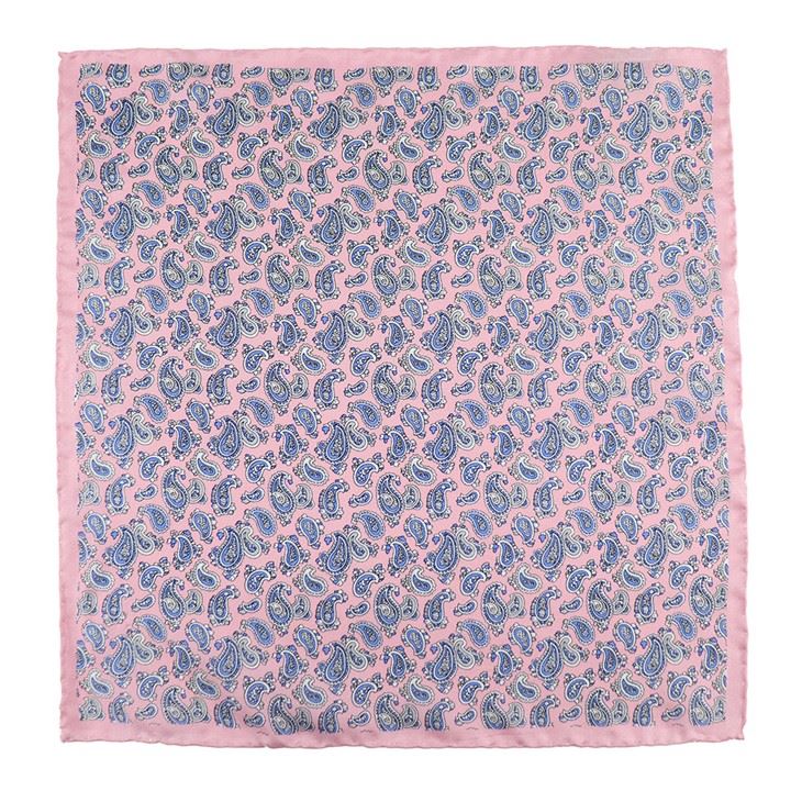 Pink And Blue Paisley Pocket Square